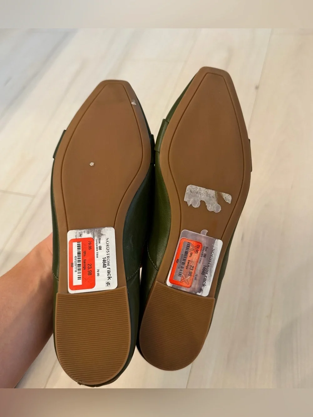 Nordstrom Dark Olive Pointed-Toe Flats